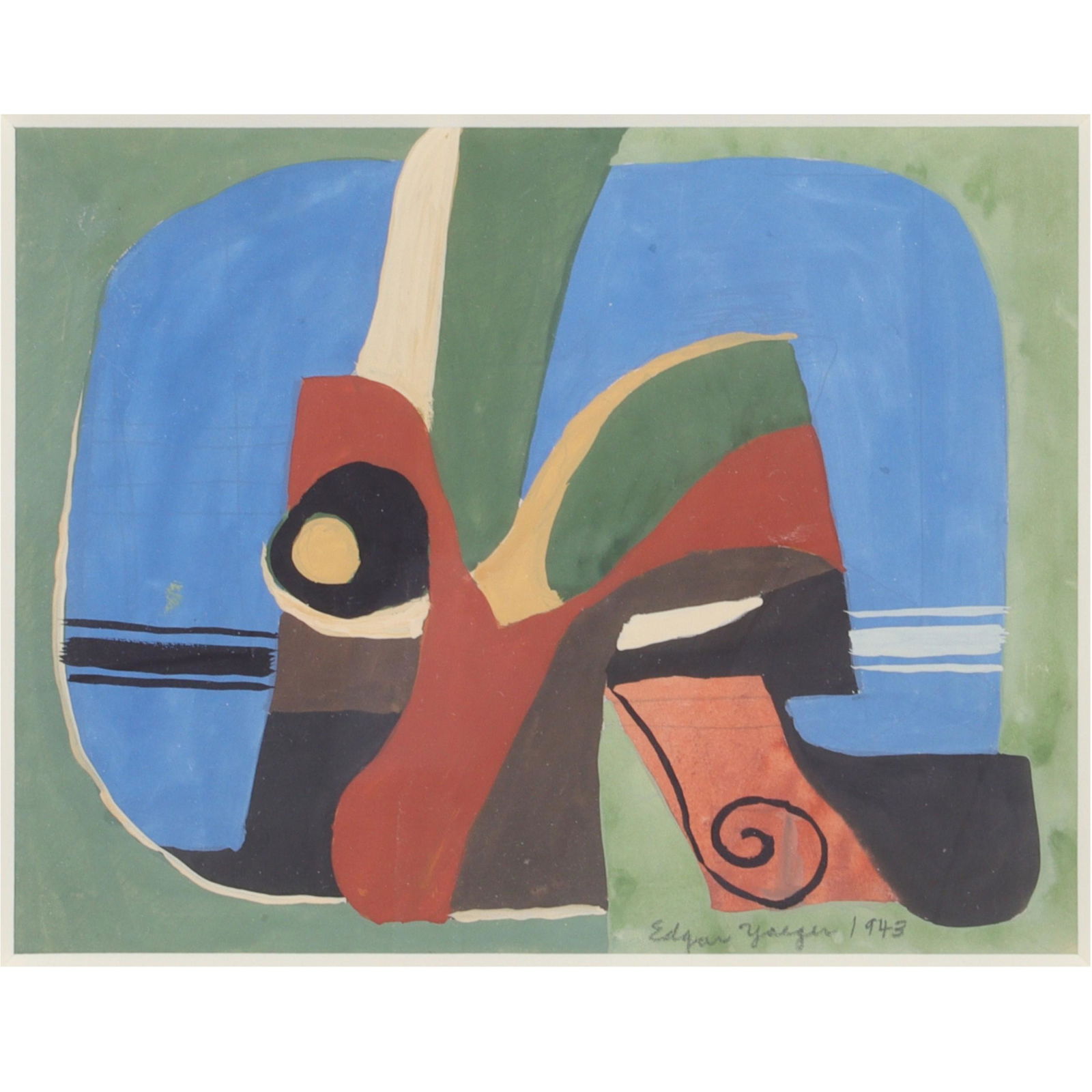 Edgar Yaeger, American (1904-1997), Untitled, 1943, gouache on paper, 7 3/4"H x 10"W (sight), 13"H x (1 of 6)