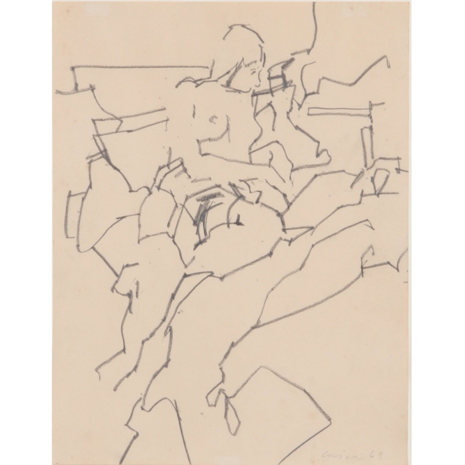Charles Cajori, American (1921 - 2013), untitled, 1963, graphite on paper, 14"H x 10 1/2"W (sight), (1 of 9)