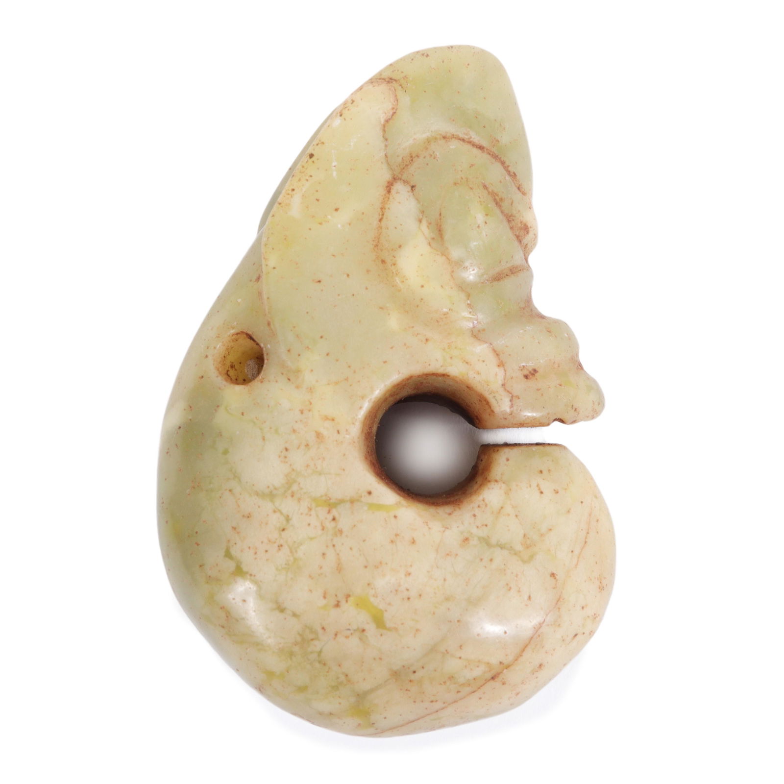Chinese Hongshan culture carved jade dragon amulet pendant 3/4"H x 2 1/2"W x 1 1/2"D (1 of 4)