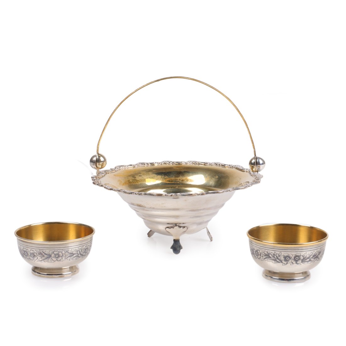 Soviet Russian .875 silver 3pc.; tri-footed sugar bowl (1 of 5)