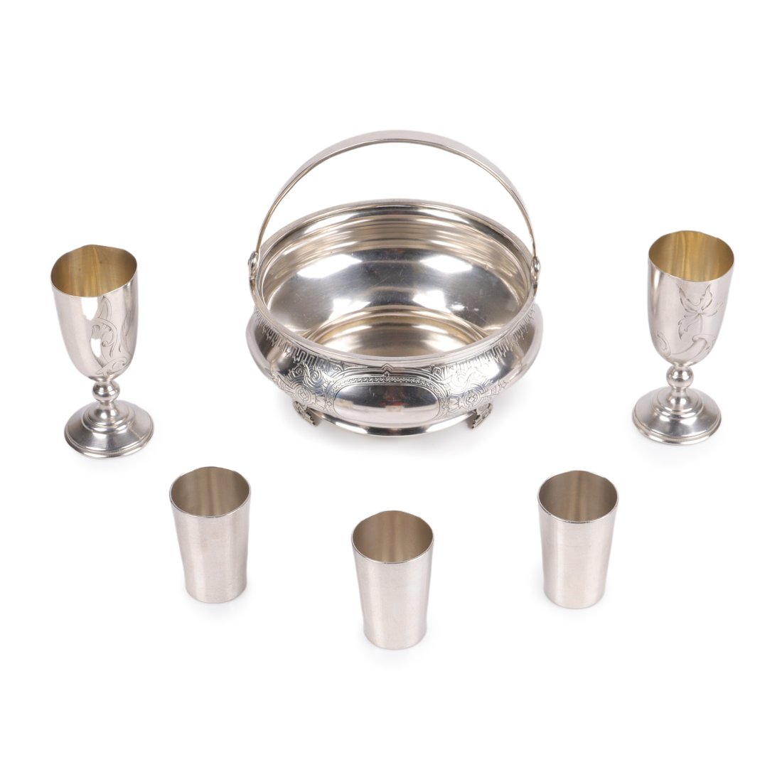 Russian 84 silver 6pc.; 1895 sugar bowl (1 of 10)