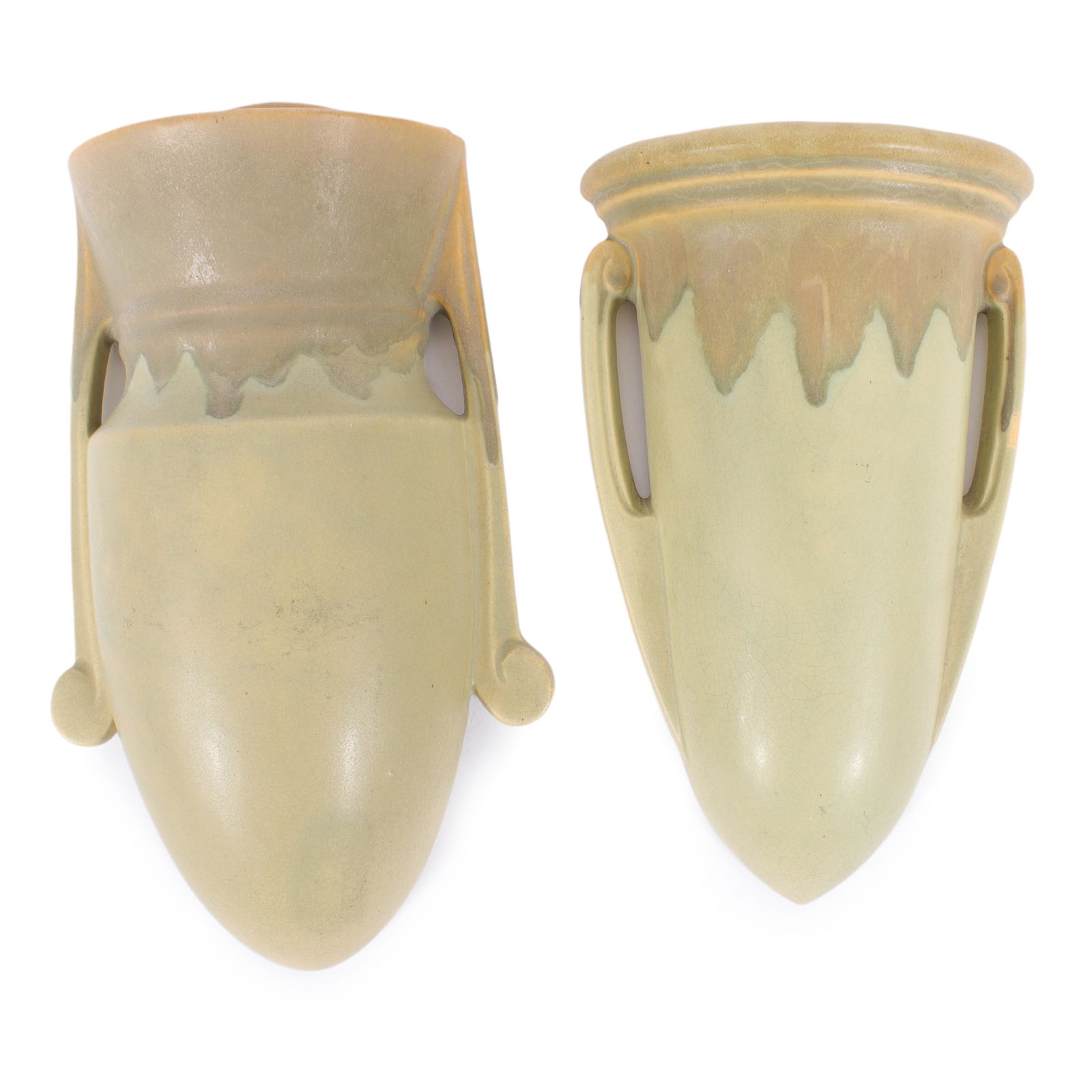 Two Roseville Carnelian I wall pockets, ca. 1910-1915 9 1/2"H x 5 1/2"W x 2"D (largest) (1 of 8)