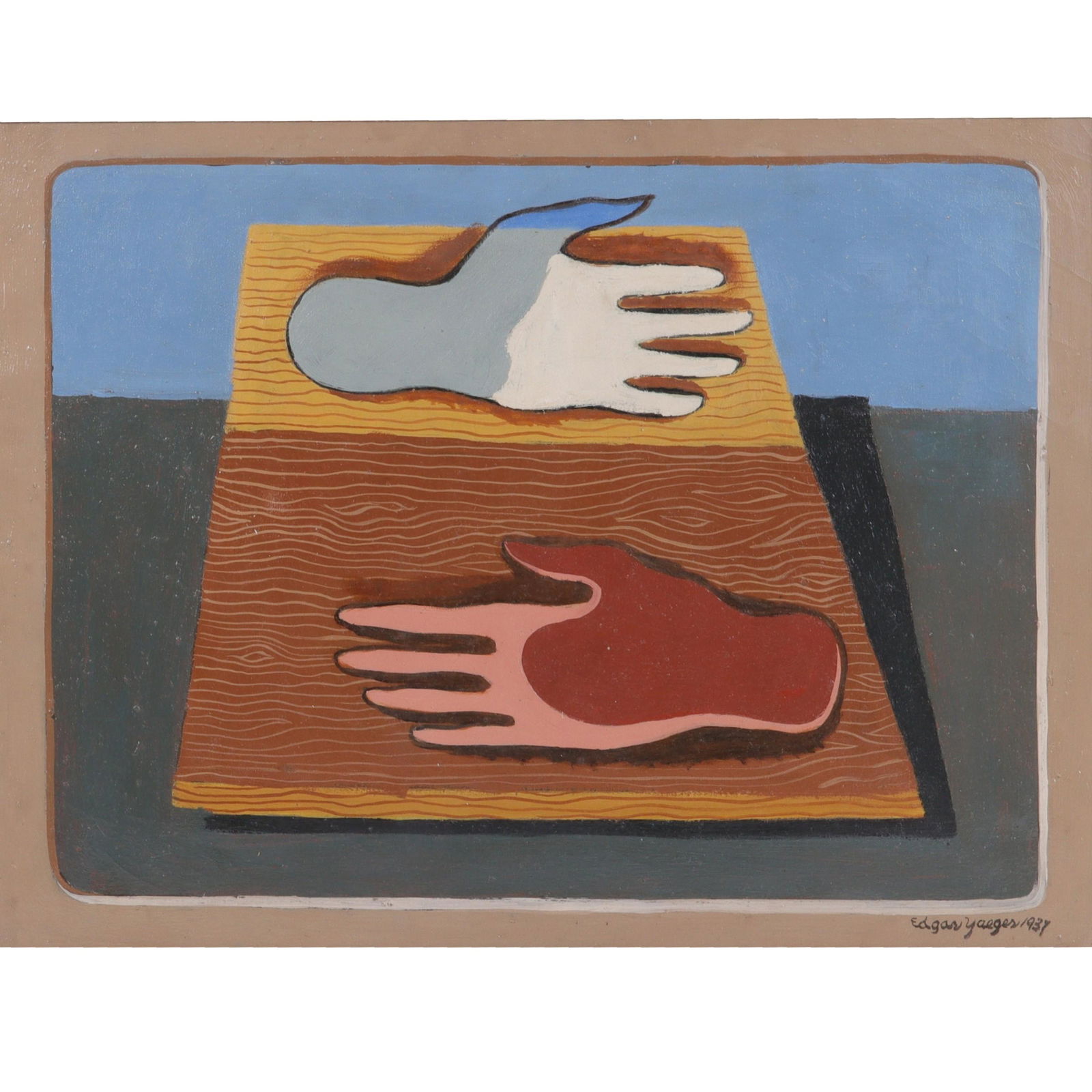 Edgar Louis Yaeger, Michigan / France (1904 - 1997), untitled abstract, 1937, oil on canvas, 20 (1 of 10)