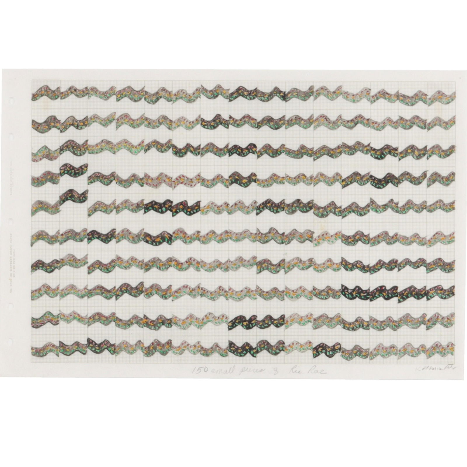 Katherine Porter, American (B. 1941), 150 Small Peces of RicRac, watercolor and ink with pencil on (1 of 15)