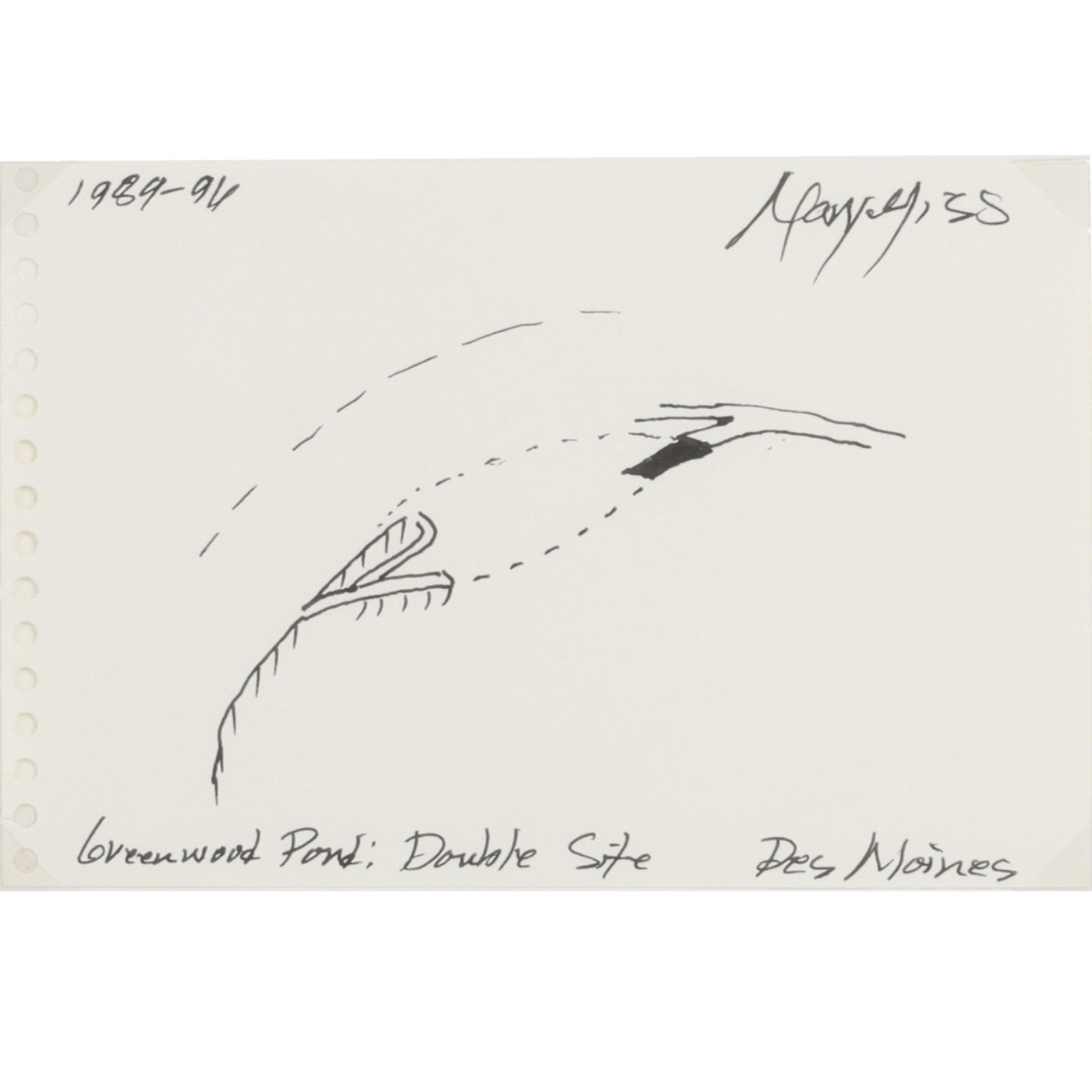 Mary Miss, New York (Born 1944), Greenwood Pond Double Site, Des Moines, 1989-1996, pen and ink on (1 of 10)