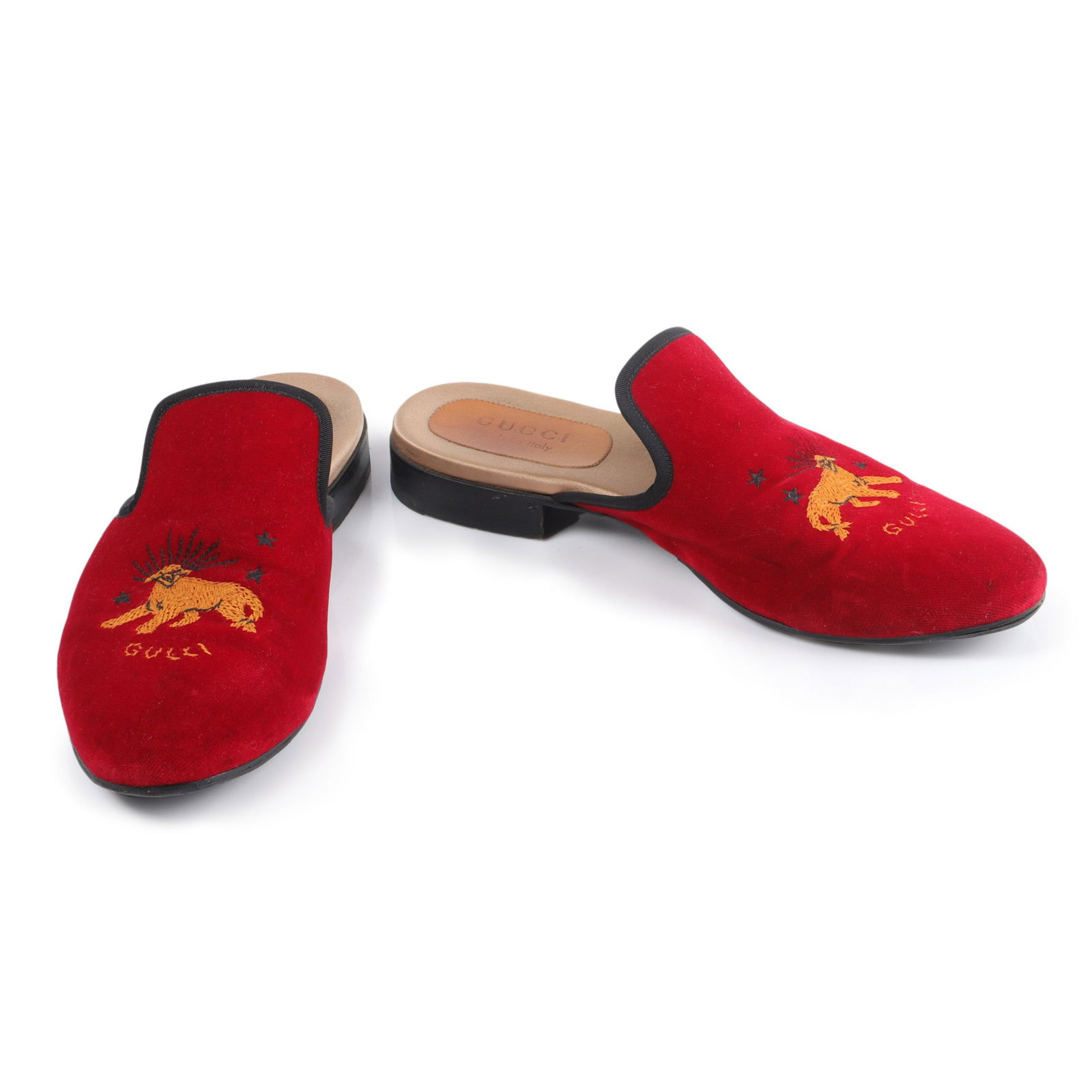 Gucci red velvet mule slippers with embroidered tiger Size 9 (1 of 5)