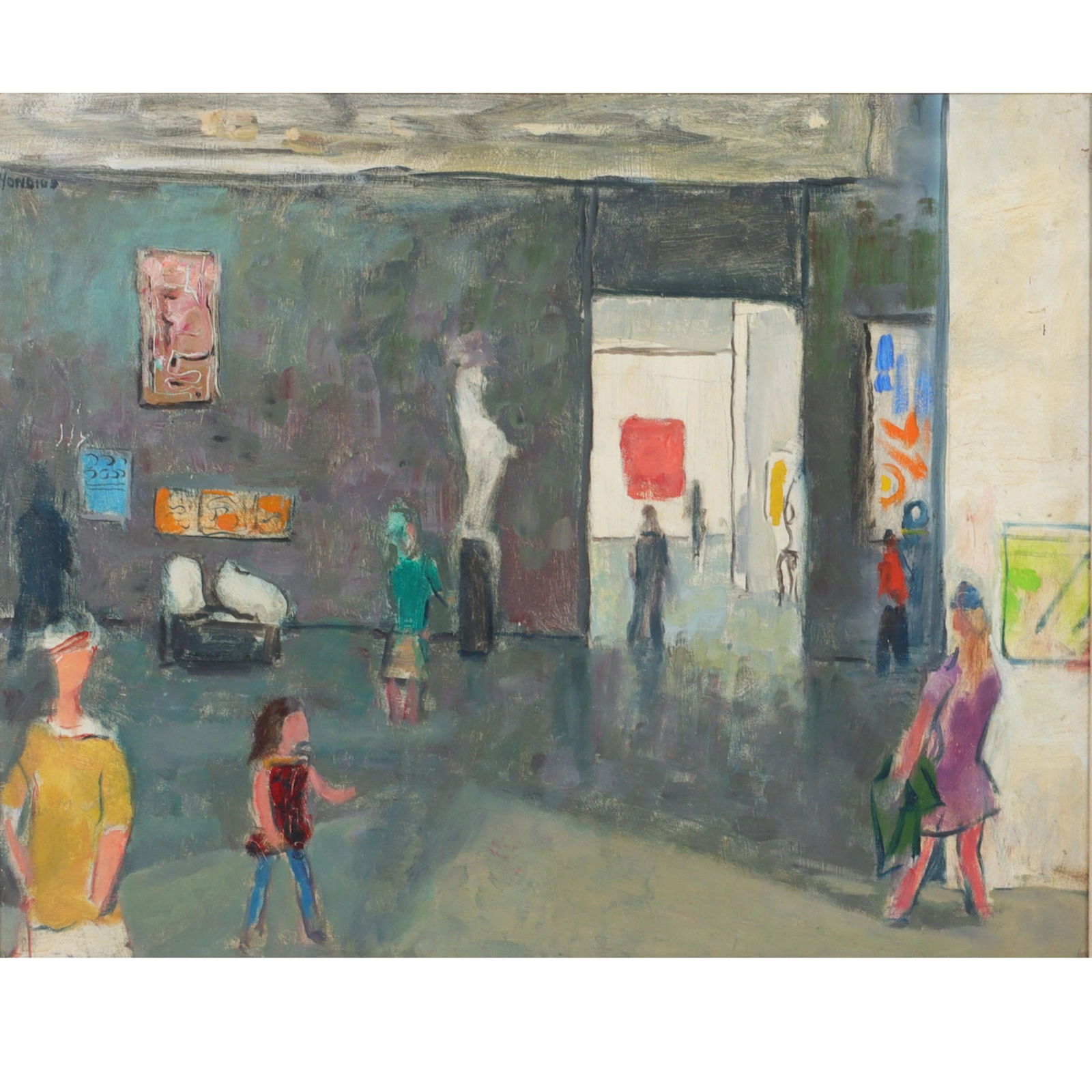 Gerrit Hondius, Massachusetts, New York (1891-1970), Art Museum Interior, Oil on masonite, 23" x (1 of 9)