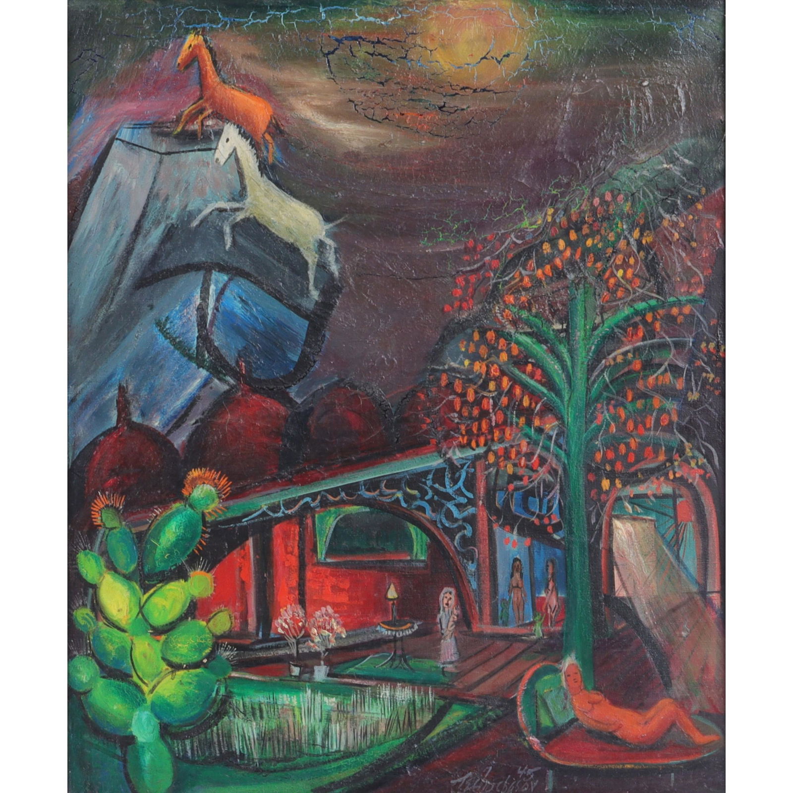 Nahum Tschacbasov, New York (1899 - 1984), Mountains and Interior, 1945, oil on canvas, 23 1/2"H x (1 of 12)