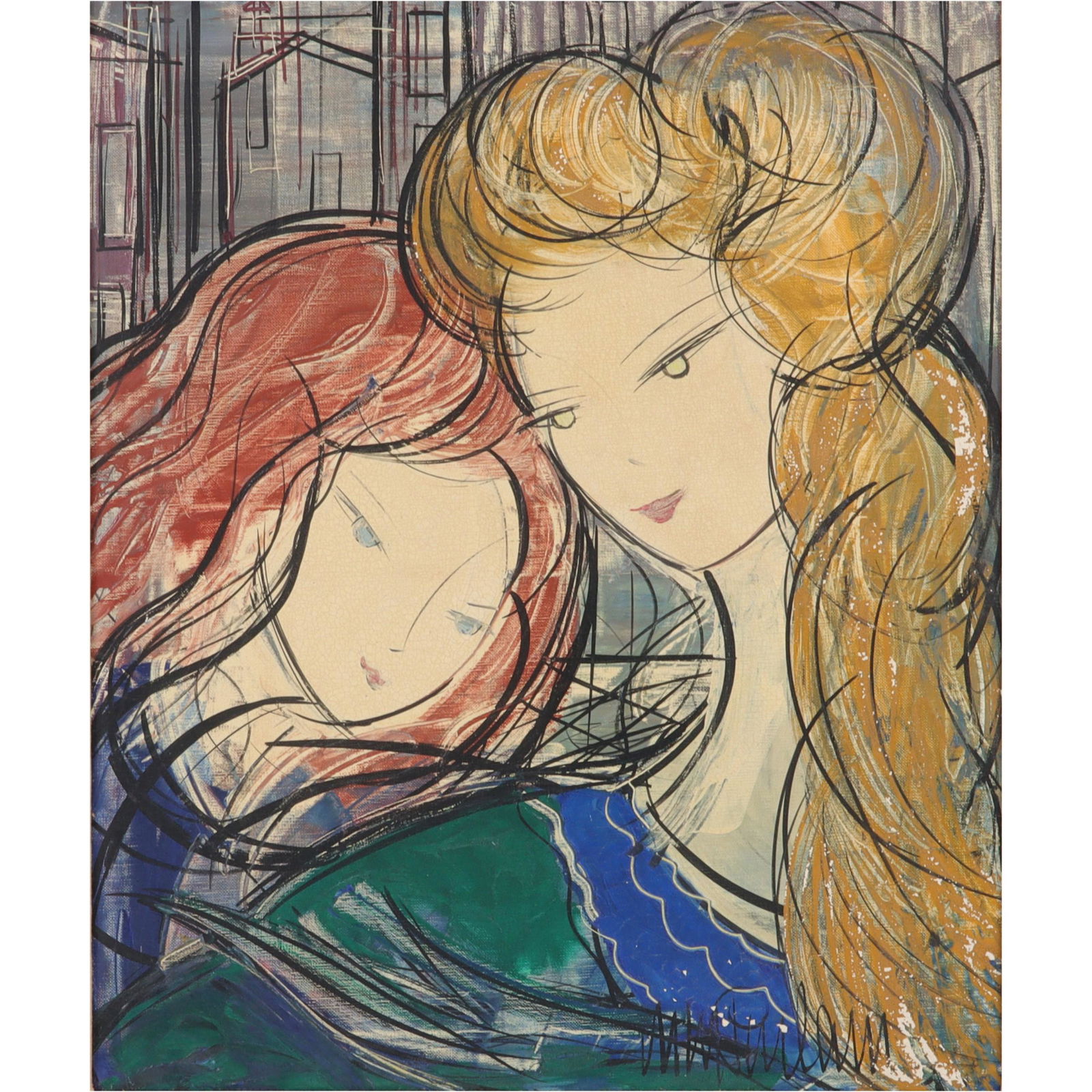 Michel-Marie Poulain, France (1906-1991), Tete De Jeune Fille, Oil on canvas, 21 1/2" x 18", 28" x (1 of 8)