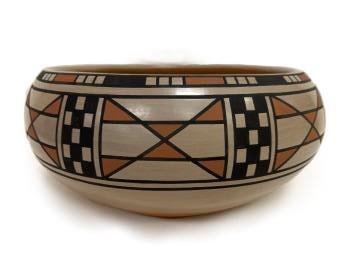 Crucita Calabaza Native American San Ildefonso Pueblo, Blue Corn, polychrome pottery bowl 4 3/4"H x (1 of 5)