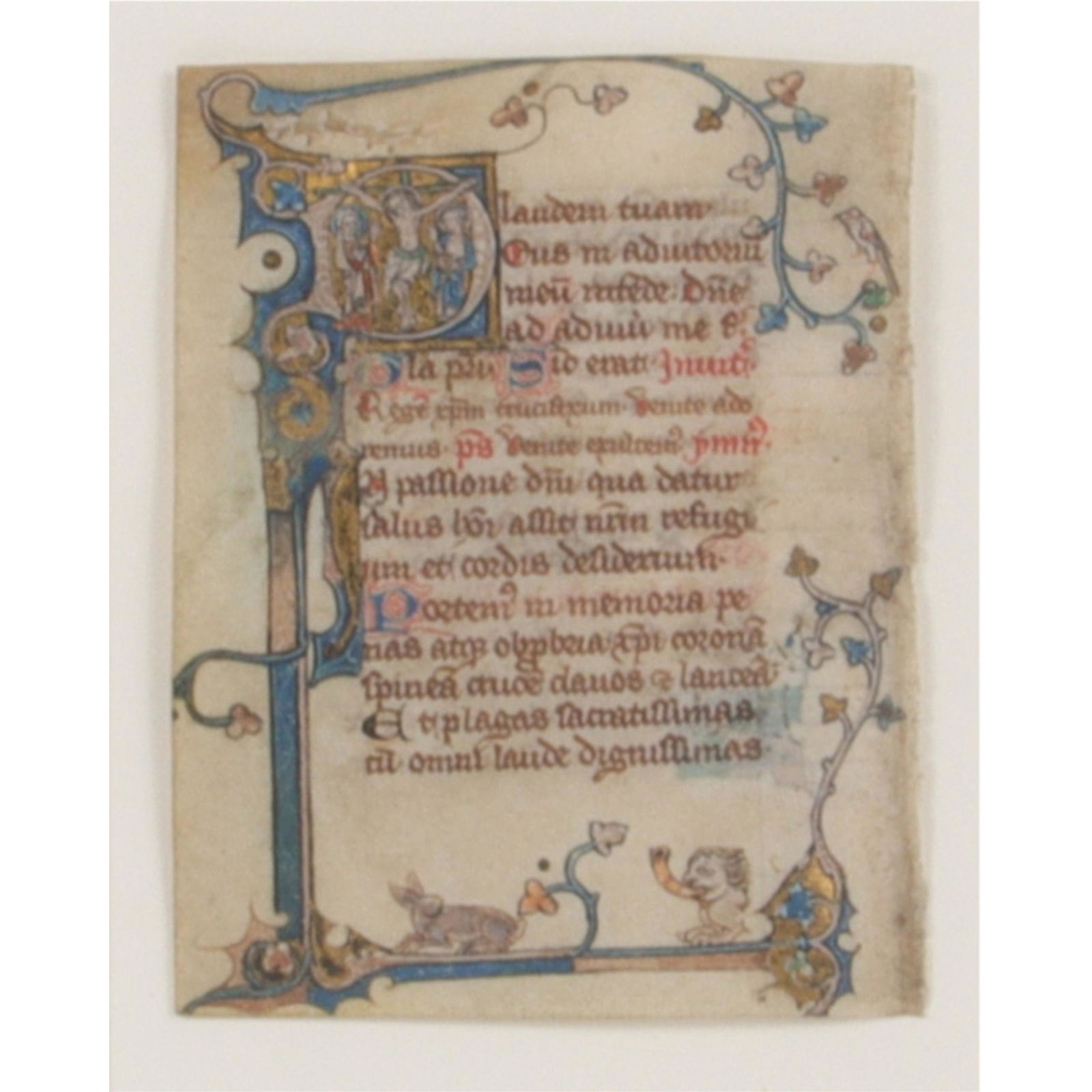 Hand painted manuscript leaf from a French Psaltery / Book of Hours with scene of Christ's (1 of 7)