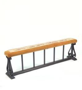 Antique wrought iron fireplace bench with needlepoint seat. 21 3/4"H x 6'W x 9"D (1 of 4)