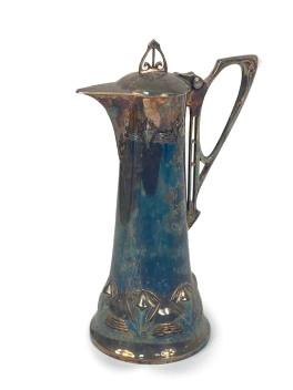 WMF Jugendstil silver plated claret jug pitcher. 13 1/2"H x 8"W x 5 3/8"D (1 of 11)