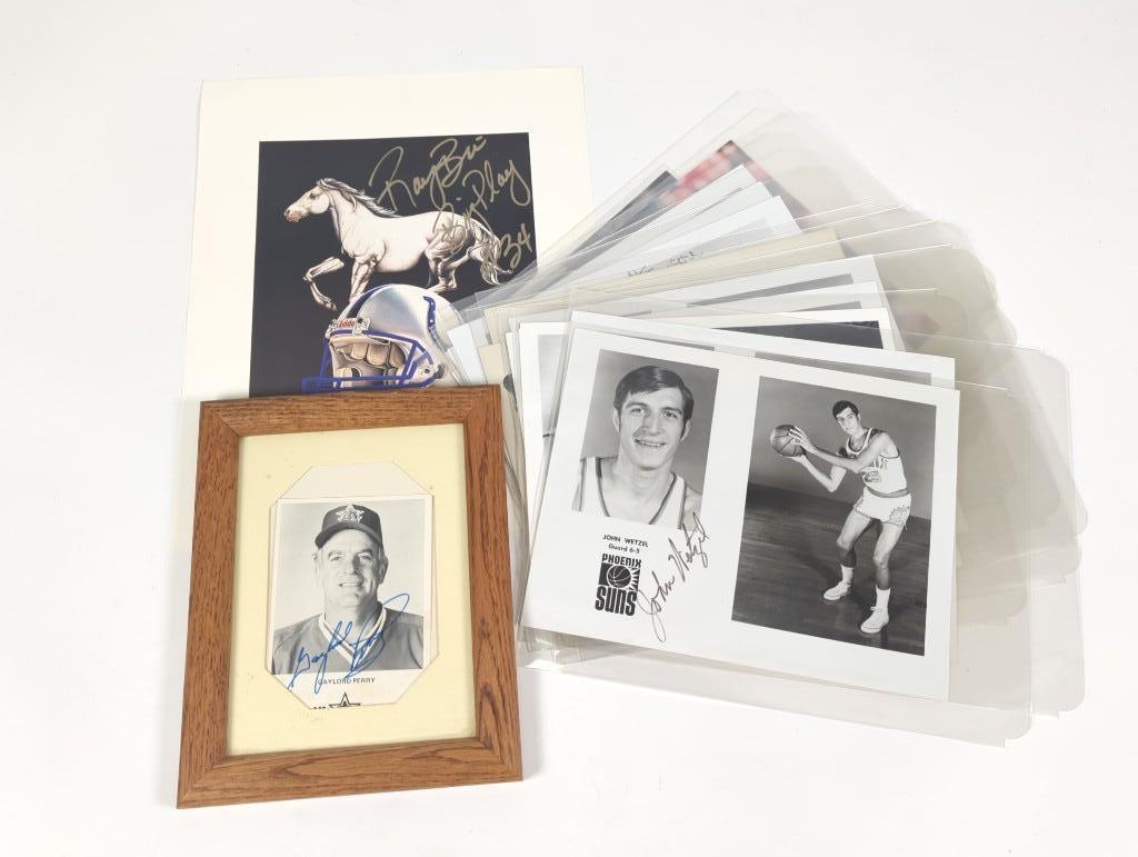 Lot of 16 Autographed Photos, Mostly Basketball: Lot of 16 Autographed Photos, Mostly Basketball The lot includes the following: Archie Moore Boxing Photo, Gaylord Perry, Pete Coscarart, Shawon Dunston Baseball photos, and the following autographed 