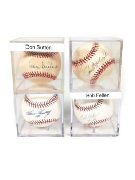 Lot of 4 Hall of Fame Pitchers Autographed Baseballs: Lot of 4 Hall of Fame Pitchers Autographed Baseballs The lot includes: Don Sutton (ONL White), Goose Gossage (OML Selig), Jim "Catfish" Hunter (OAL Brown) & Bob Feller (OML Selig) Reggiejackson.com ho