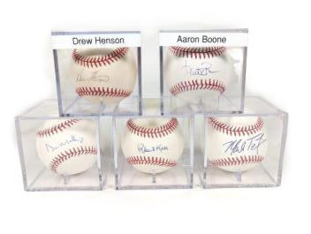 Lot of 5 - 1980's-90's NY Yankees Autographed Baseballs: Lot of 5 - 1980's-90's NY Yankees Autographed Baseballs The lot includes: Drew Henson (OML Selig), Don Mattingly (OML Selig), Roberto Kelly (OAL Brown), Aaron Boone (MLB Manfred) PSA/DNA Sticker. Mark