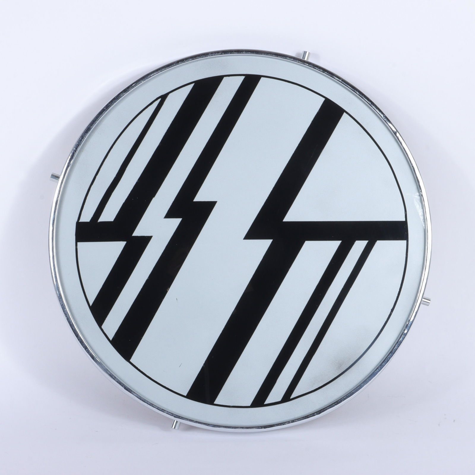 Large glass and chrome circular Art Deco German black and grey lazy susan 21" x 21" x 2 1/2" (1 of 6)