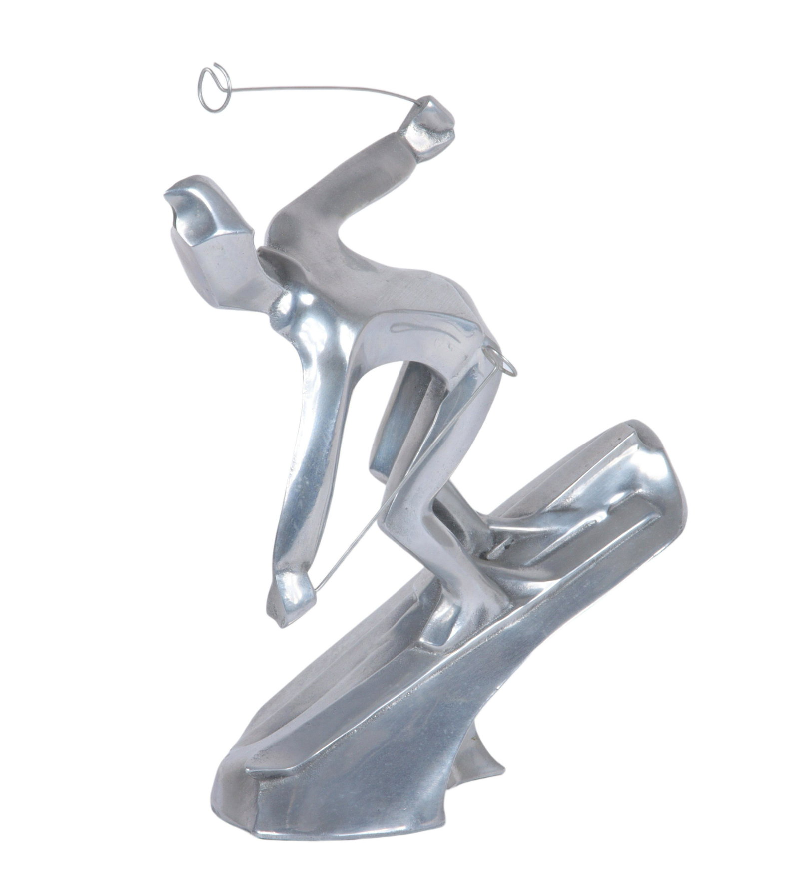 Art Deco/Mid Century modernist cast aluminum skier stylized figure sculpture 11 3/4"H x 8 1/2"W x 4 (1 of 5)