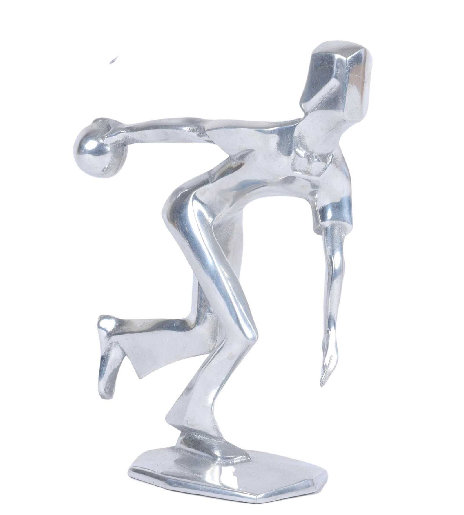 Art Deco/Mid Century Modernist cast aluminum stylized bowler figure statue 9 1/2"H x 6 1/2"W x 3"D (1 of 5)