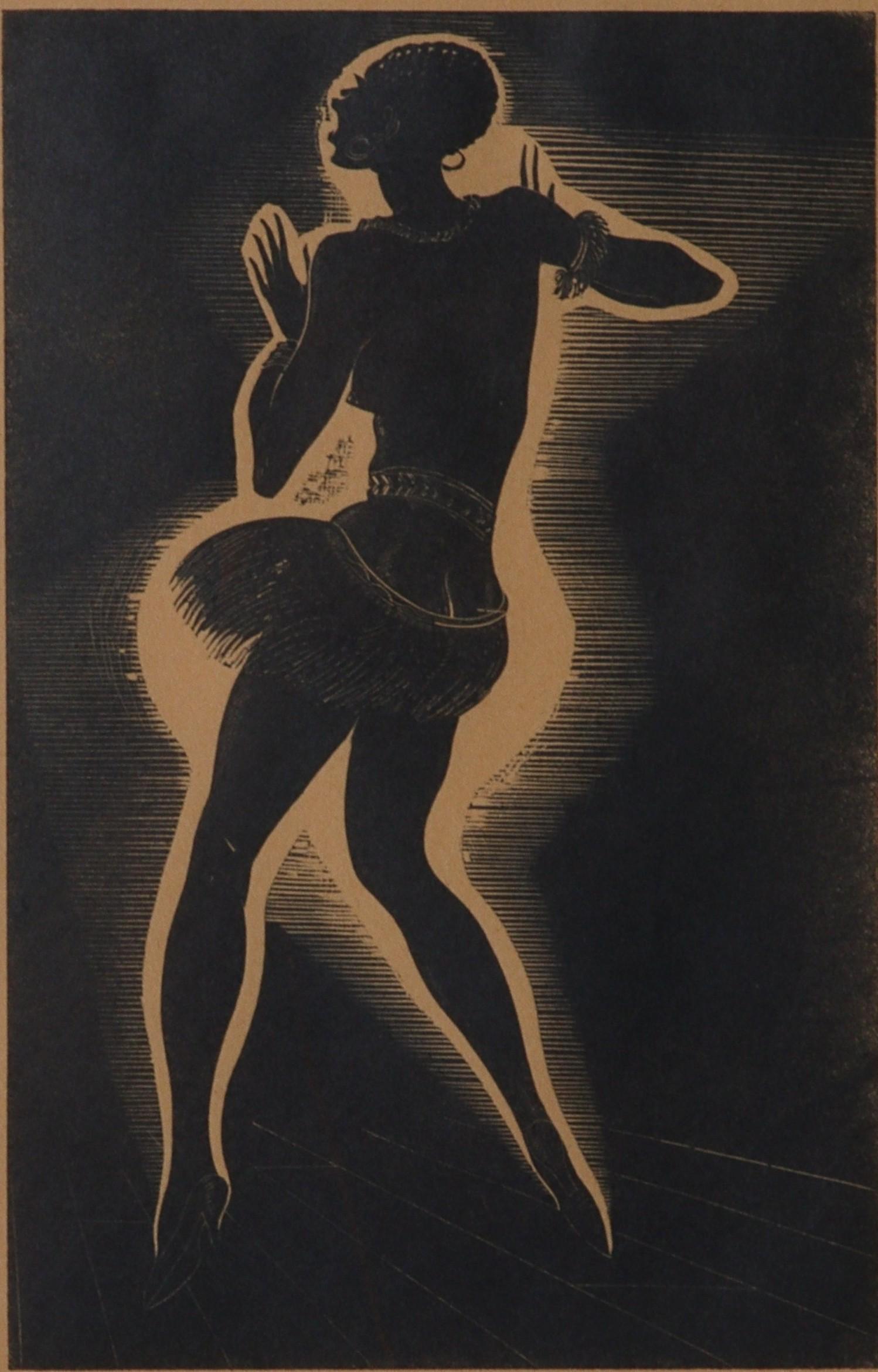 E.M. Washington, Black, African, dancer, woodcut, AFTER 1935, signed. 18 1/2" H x 15 1/2" W (1 of 7)