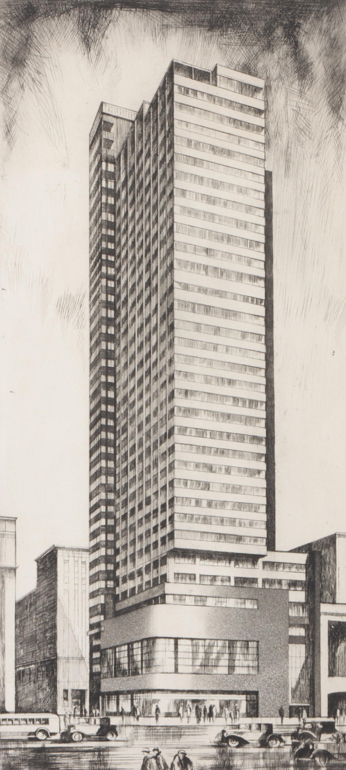Earl Horter, Pennsylvania, California (1881-1940), skyscraper city scene, 1932, etching, 18 1/4"H x (1 of 7)