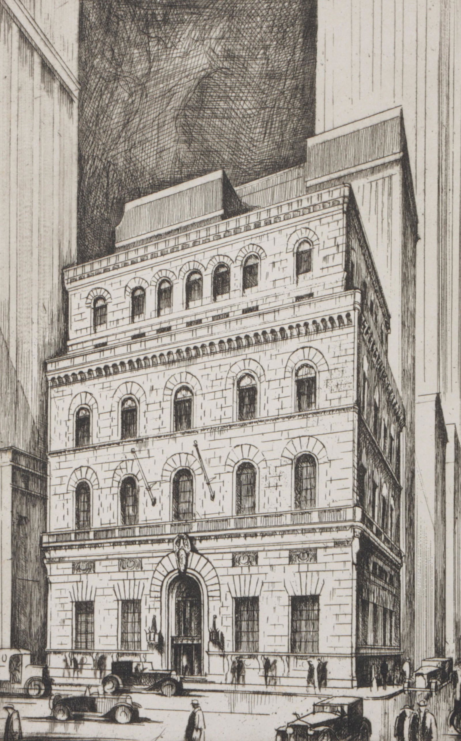 Earl Horter, Pennsylvania, California (1881-1940), city building, etching, 11"H x 7 3/4"W (1 of 7)