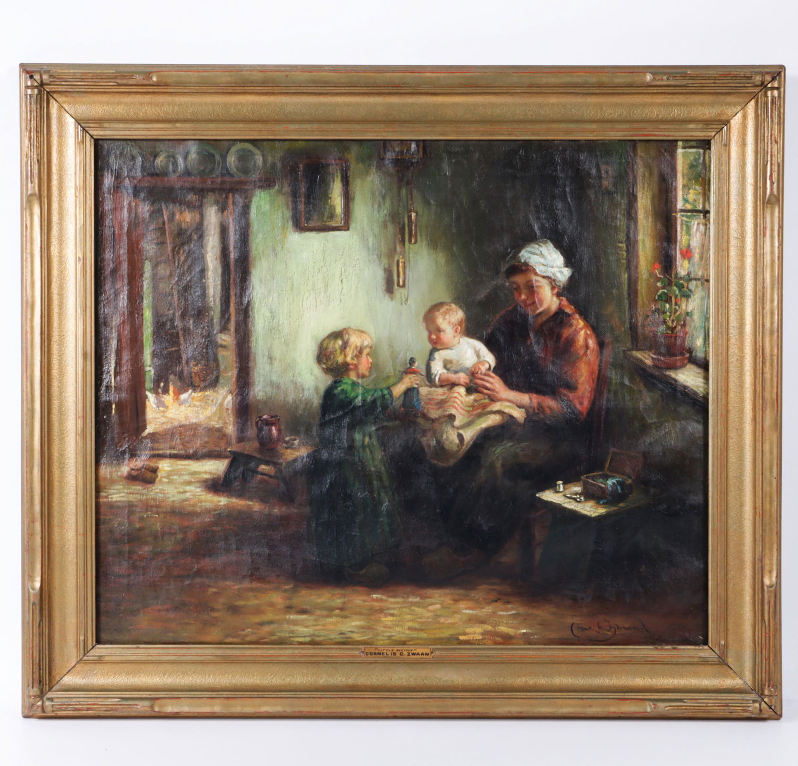 Cornelis Zwaan, Dutch (1882 - 1964), Little Brother, oil on canvas, 23 1/2"H x 28 1/2"W, 30 1/2"H x (1 of 7)