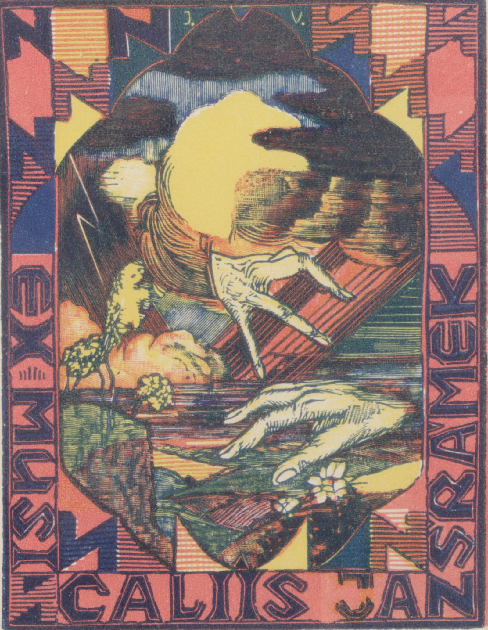 Josef Vachal, Czech Republic (1884 - 1969), 1925, block print in colors, 5 1/2"H x 4 1/4"W (sight), (1 of 8)