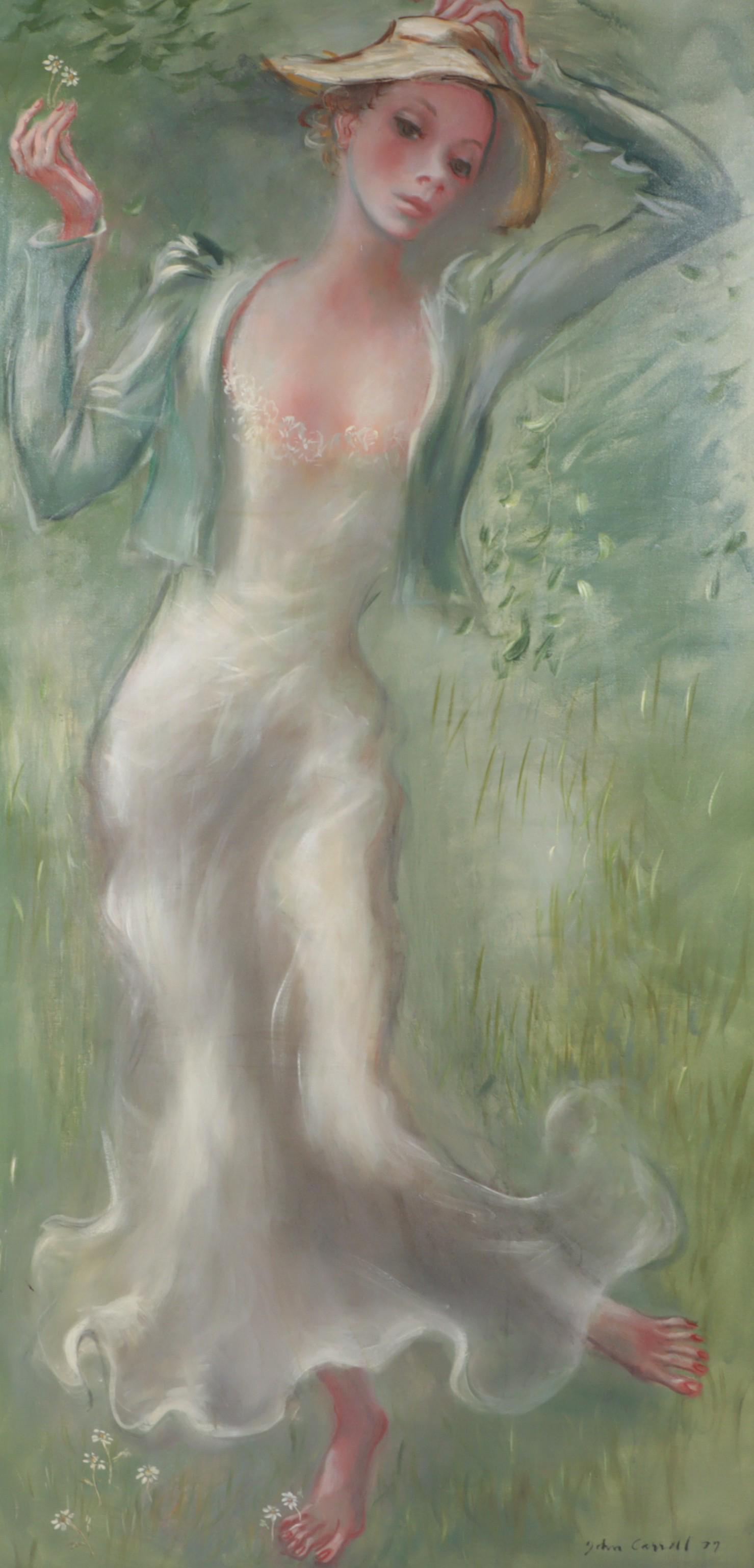 John Wesley Carroll, California, New York (1892-1959), Portrait in the Woods, 1937, oil on canvas,: John Wesley Carroll California, New York (1892-1959) Portrait in the Woods, 1937 oil on canvas Signed and dated lower right. Exhibited: Artists' Choice Museum, NY, Carnegie Institute, PA, Rhode Island