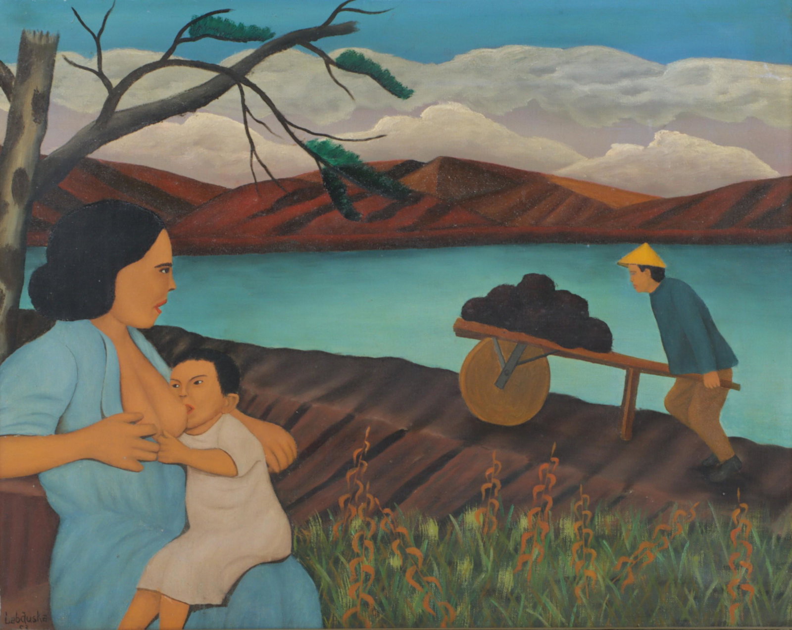 Lawrence Lebduska, New York / Maryland / Germany (1894 - 1966), Baby Nursing, 1953, oil on canvas (1 of 7)