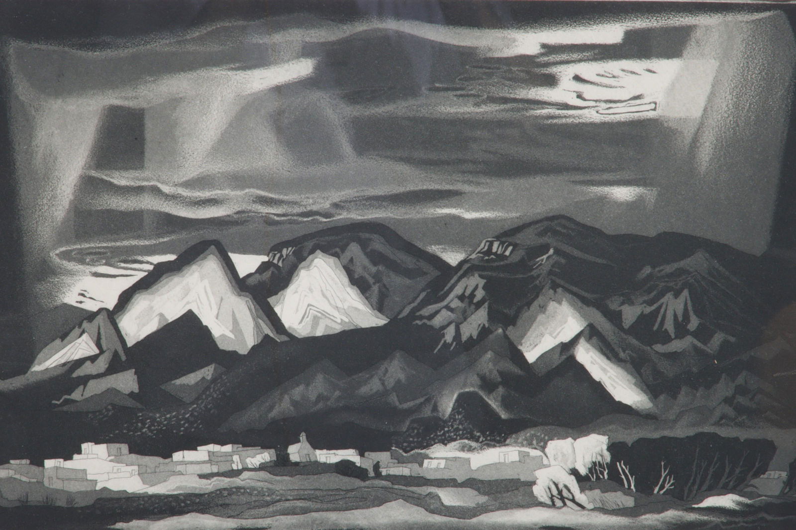 Doel Reed, Oklahoma, New Mexico, Indiana (1895-1985), New Mexico landscape, 1952, aquatint, 11 1/8"H (1 of 7)