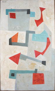 Sacha Kolin, France / New York (1911-1981), Kalamalooza-Bazoo, oil on canvas, 49 1/2"H x 29 1/2"W: Sacha Kolin France / New York (1911-1981) Kalamalooza-Bazoo oil on canvas Signed upper left. Considerable deterioration. Biography from the Archives of askART: The following biographical information,