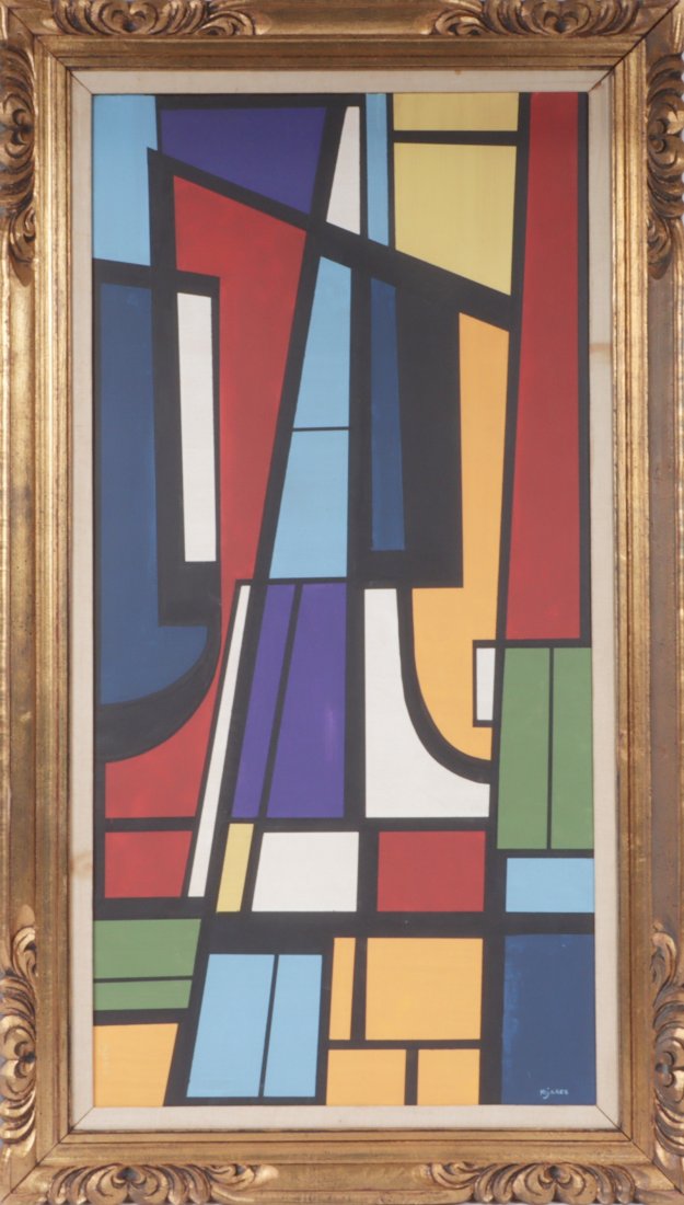 Jose Marie Mijares Fernandez, Florida / Cuba (1921 - 2004), geometric abstract, oil on board, 47 (1 of 15)