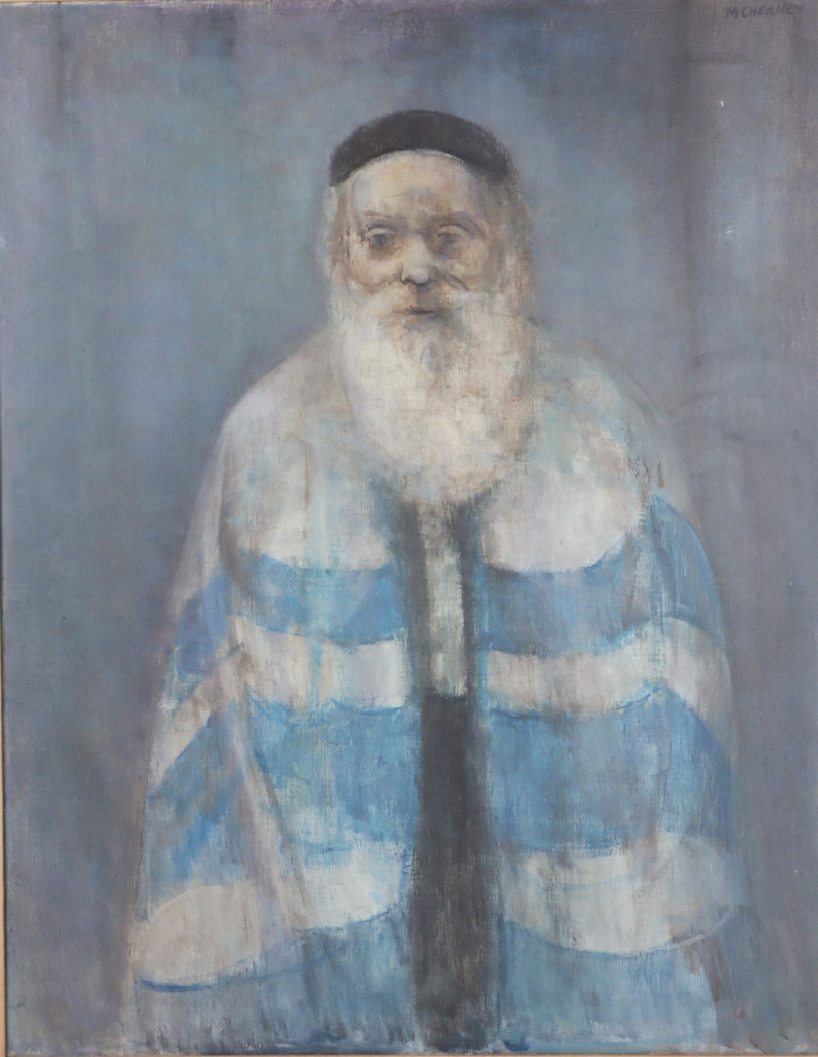 Marvin Cherney, Maryland (1925-1966), Man in Tallis, Portrait, 1960, oil on canvas, 37 1/2"H x 29 (1 of 9)