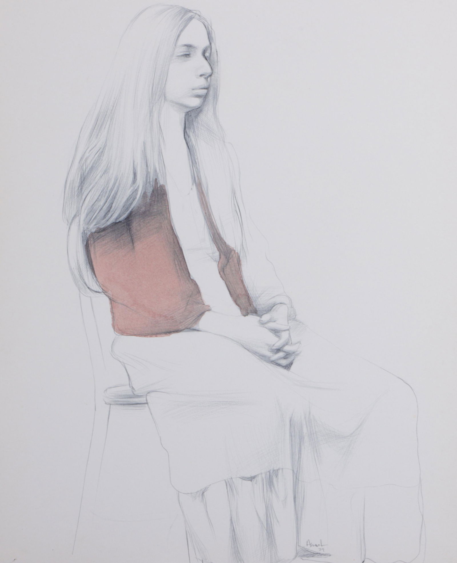 Steven Assael, New York (B. 1957), portrait, 1979, graphite and watercolor on paper, 13â€H x 10â€W: Steven Assael New York (B. 1957) portrait, 1979 graphite and watercolor on paper Signed and dated lower right. Signed verso. Biography from The Columbus Museum of Art, Georgia: Steven Assael is known