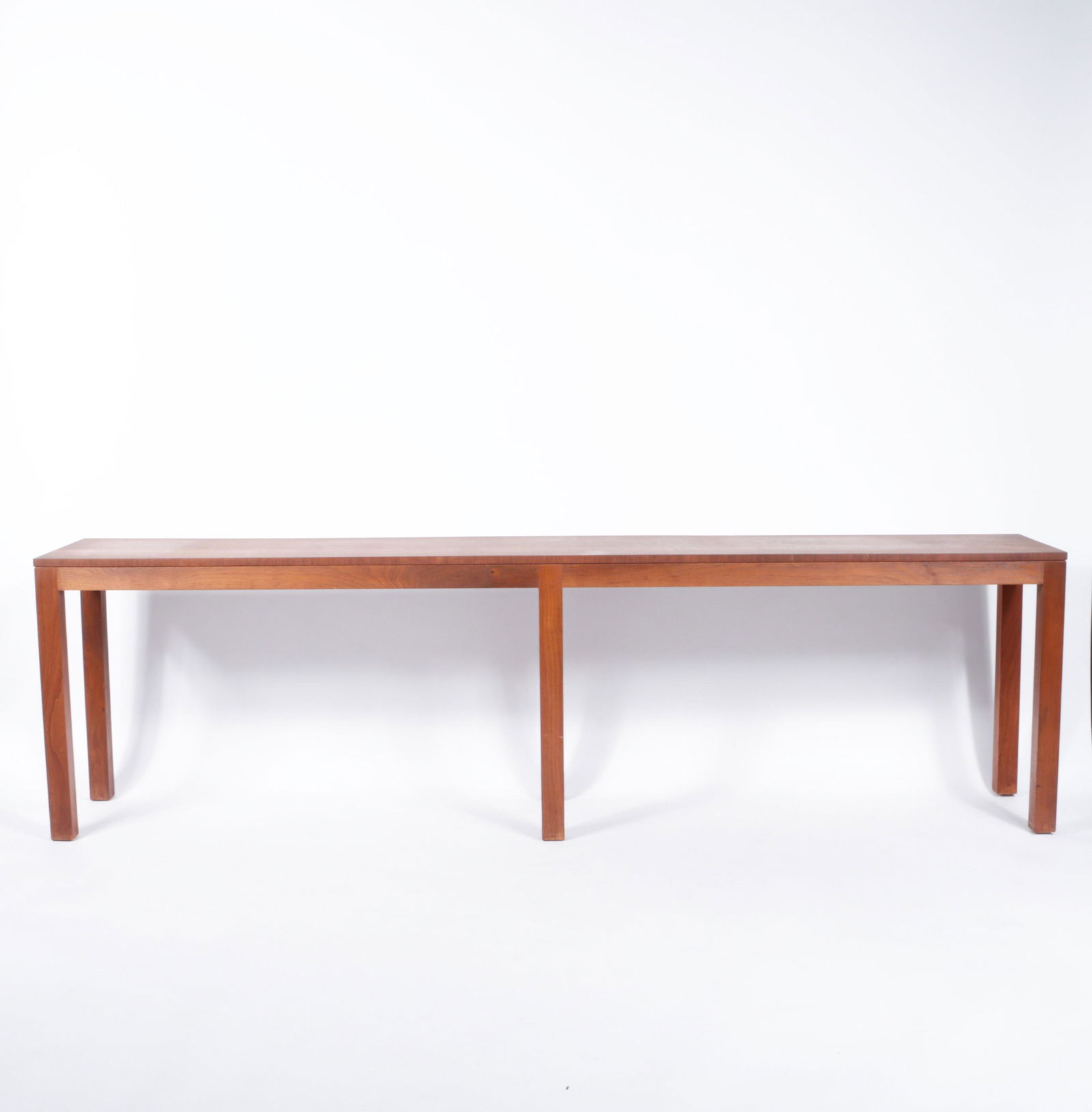 MCM Mid Century Modern long narrow wooden parsons style console table 25 1/2"H x 87"W x 15"D (1 of 5)