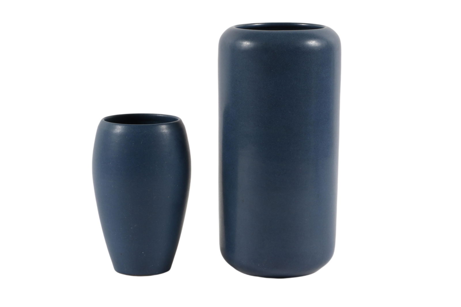 Pair of Marblehead Vases AS IS, 8â€ T x 4â€ D; Marblehead blue glaze; Marked w/ MP ship mark. very (1 of 15)