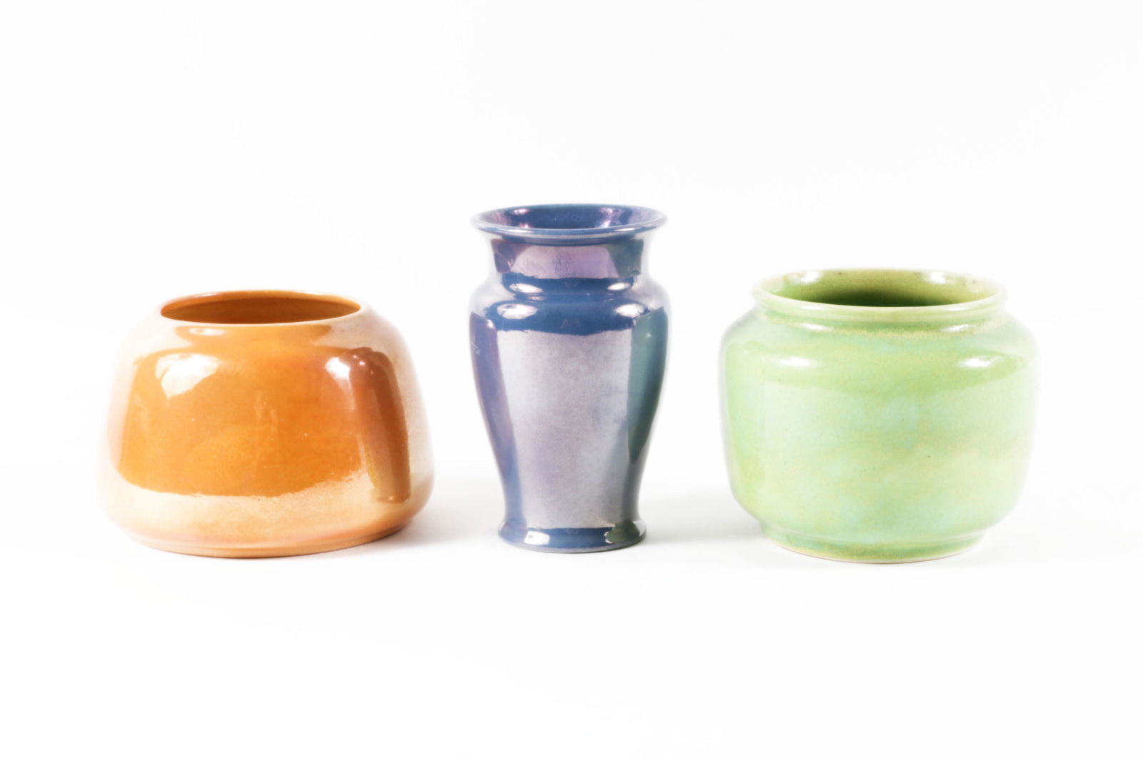 Three Cowan Pottery lusterware vases, 2 1/2â€H x 4 1/4â€Diam. (largest) (1 of 11)