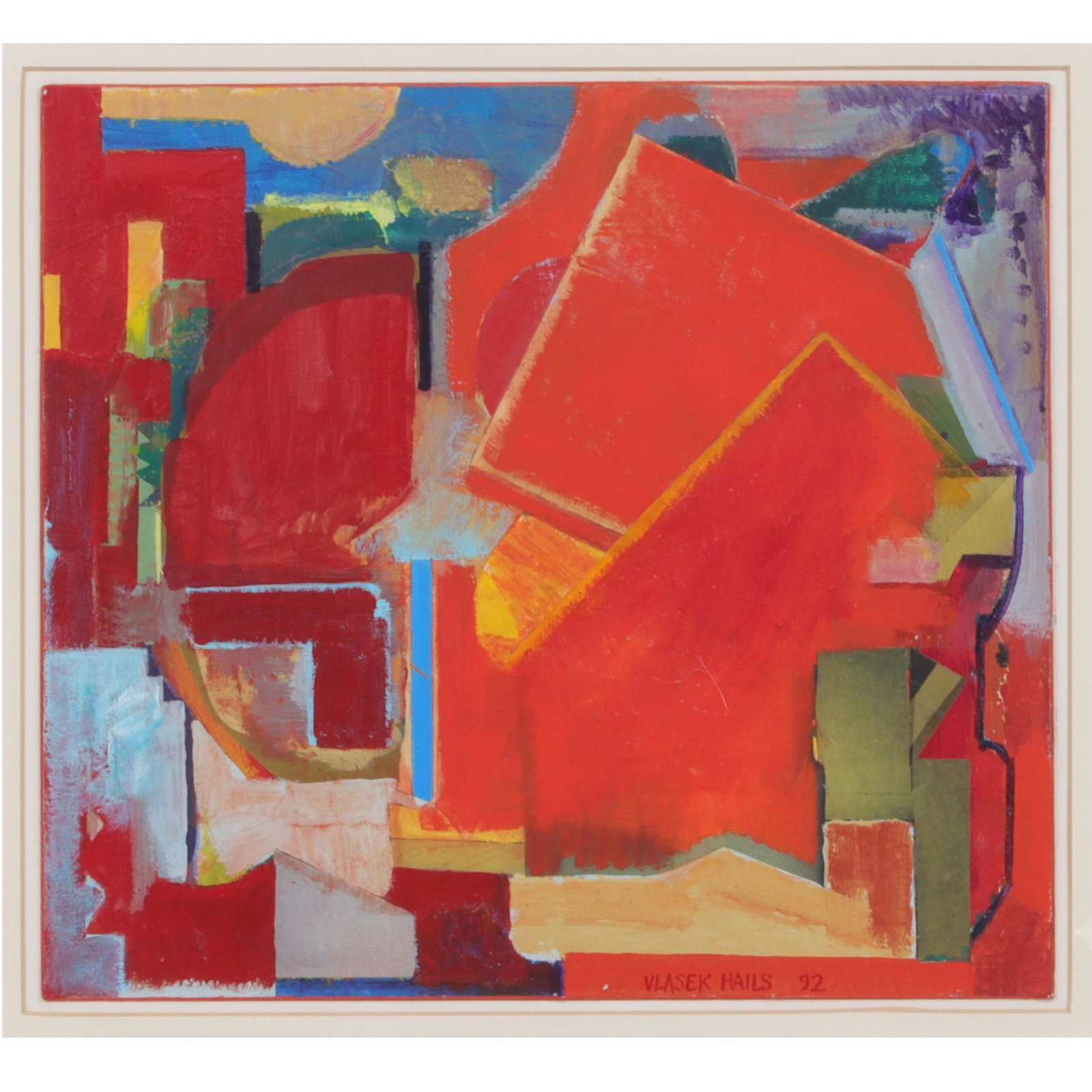 Doris Vlasek Hails, American (1938-2004), untitled abstract, 1992, mixed media collage on board, 13 (1 of 7)