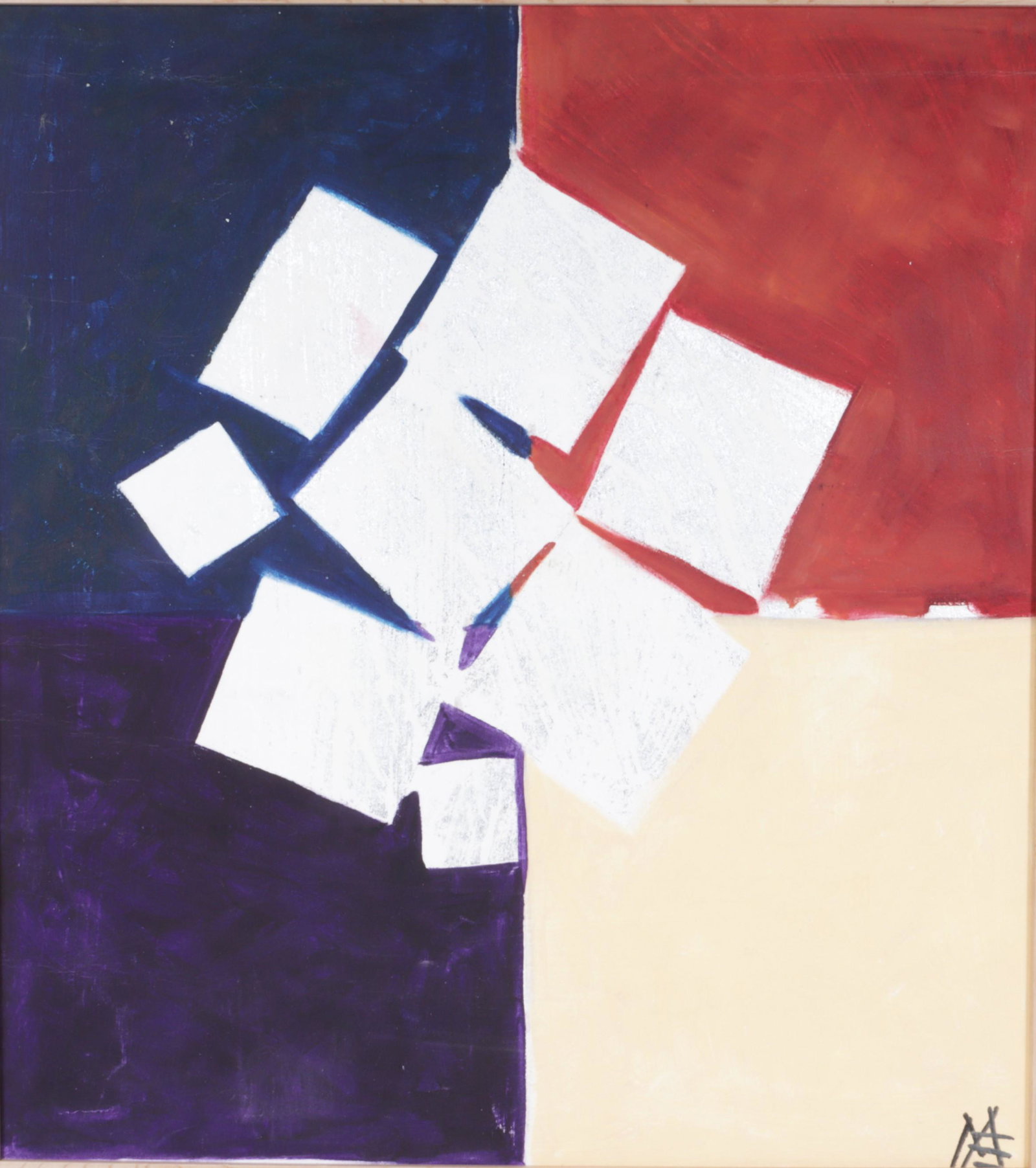 Mae Alice Engron, African American (1933-2007), abstract, oil on canvas, 31 1/2"H x 28 1/4"W, 34 (1 of 6)