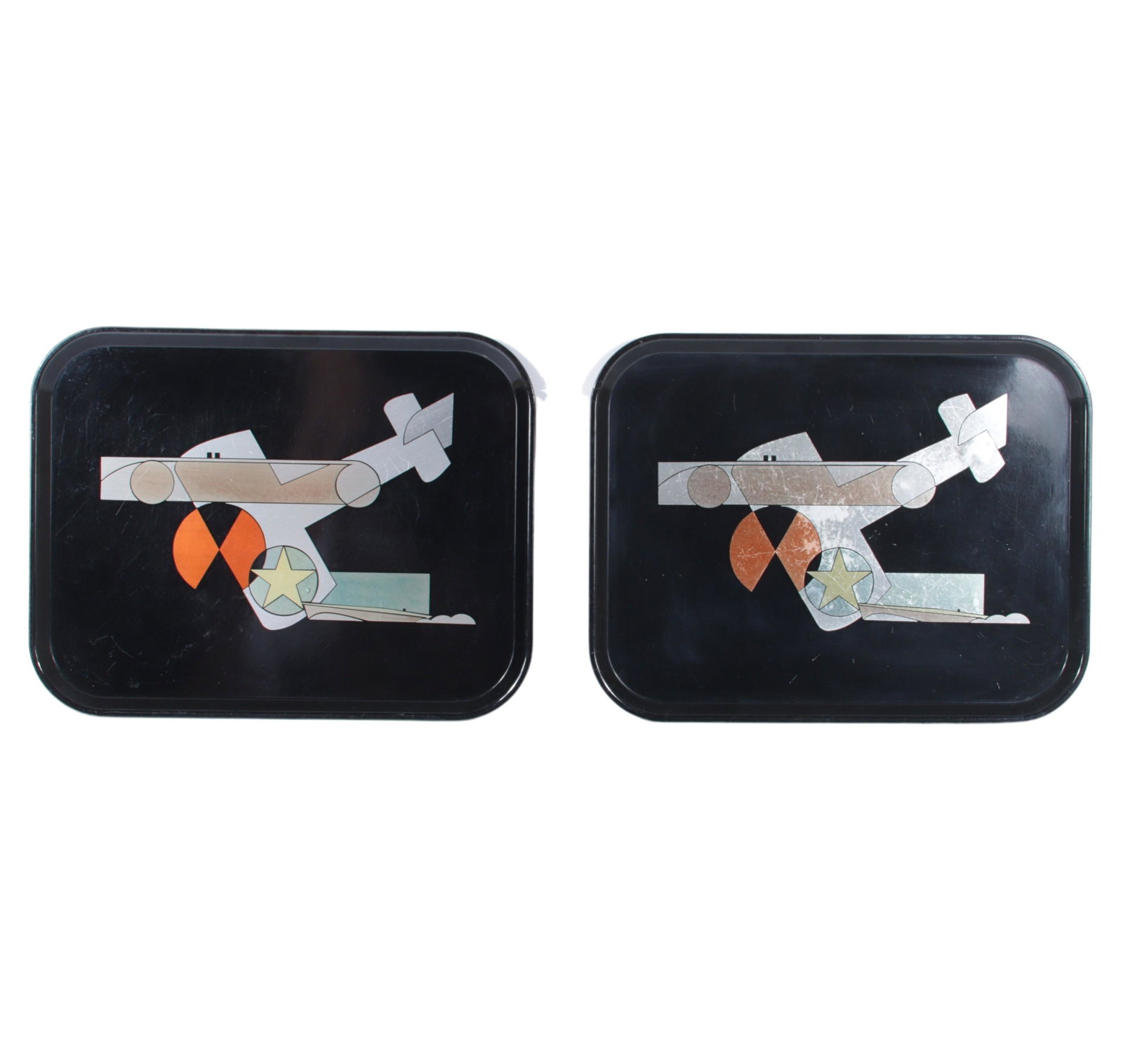 2 Westinghouse Micarta Art Deco Machine Age anodized aluminum cocktail trays 13 3/4"H x 17 3/4"W x (1 of 7)