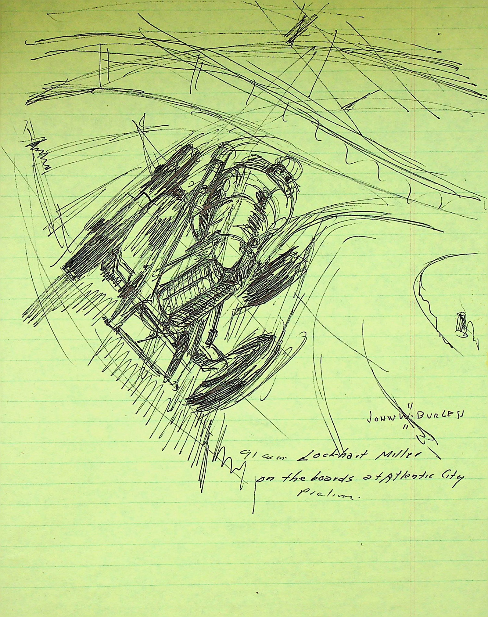 John W. Burgess Original Race Car, Boats, Trains Line Drawings Notebook #2 (1 of 14)