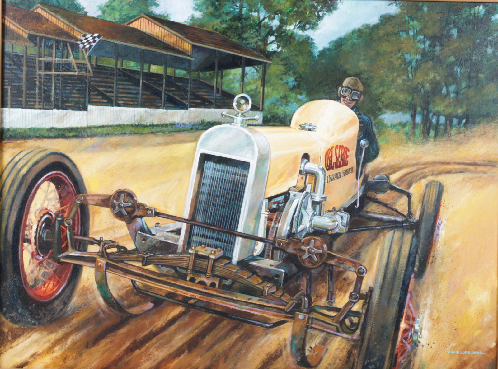Large Framed Vintage Race Car Painting by David Lord (1 of 7)
