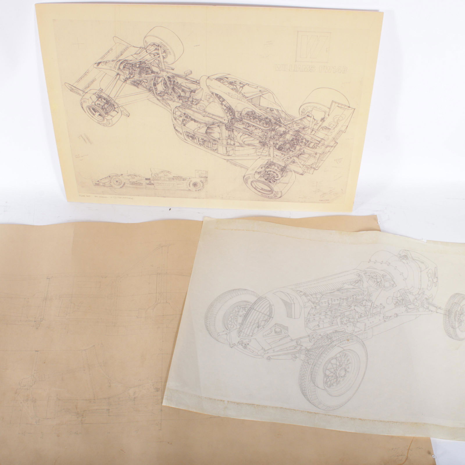 Lot of 3 Race Car Schematic Drawings (1 of 16)