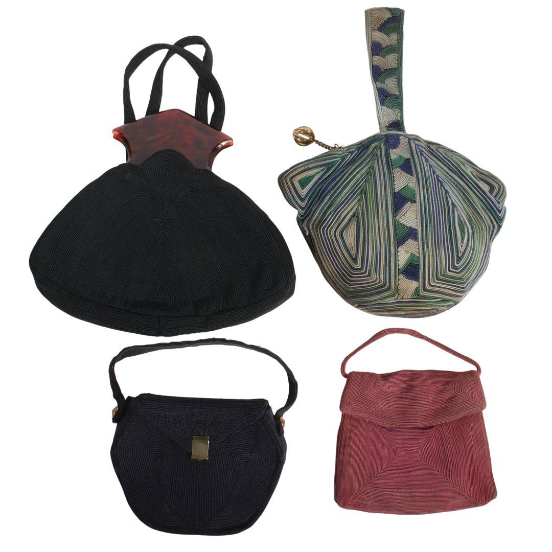 Lot of 4 Genuine Corde handbags: black handbag with faux tortoise shell detail, 14"L x 12"W x 1 (1 of 12)