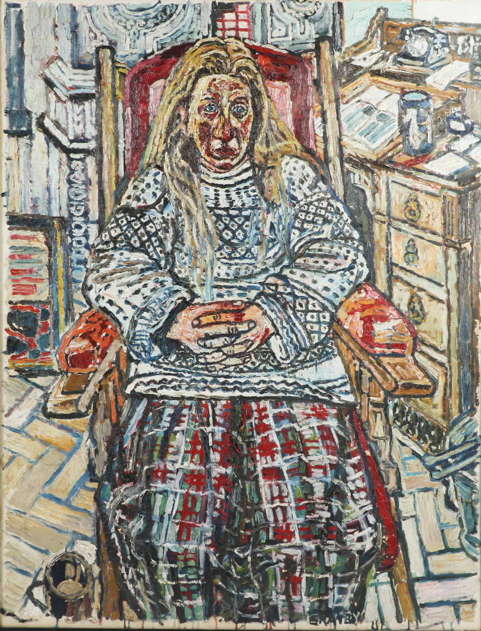 John Randall Bratby, British (1928-1992), The Artist's Wife, portrait, oil on canvas, 43 3/4"H x 33 (1 of 9)