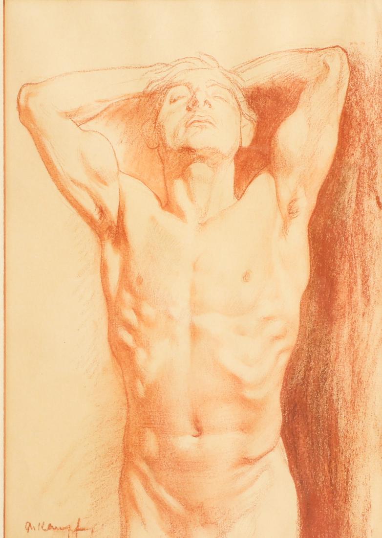 Arthur Kampf, German (1864-1950), Study of a Young Man, sanguine figure study, 11 3/4"H x 8 1/8"W (1 of 9)