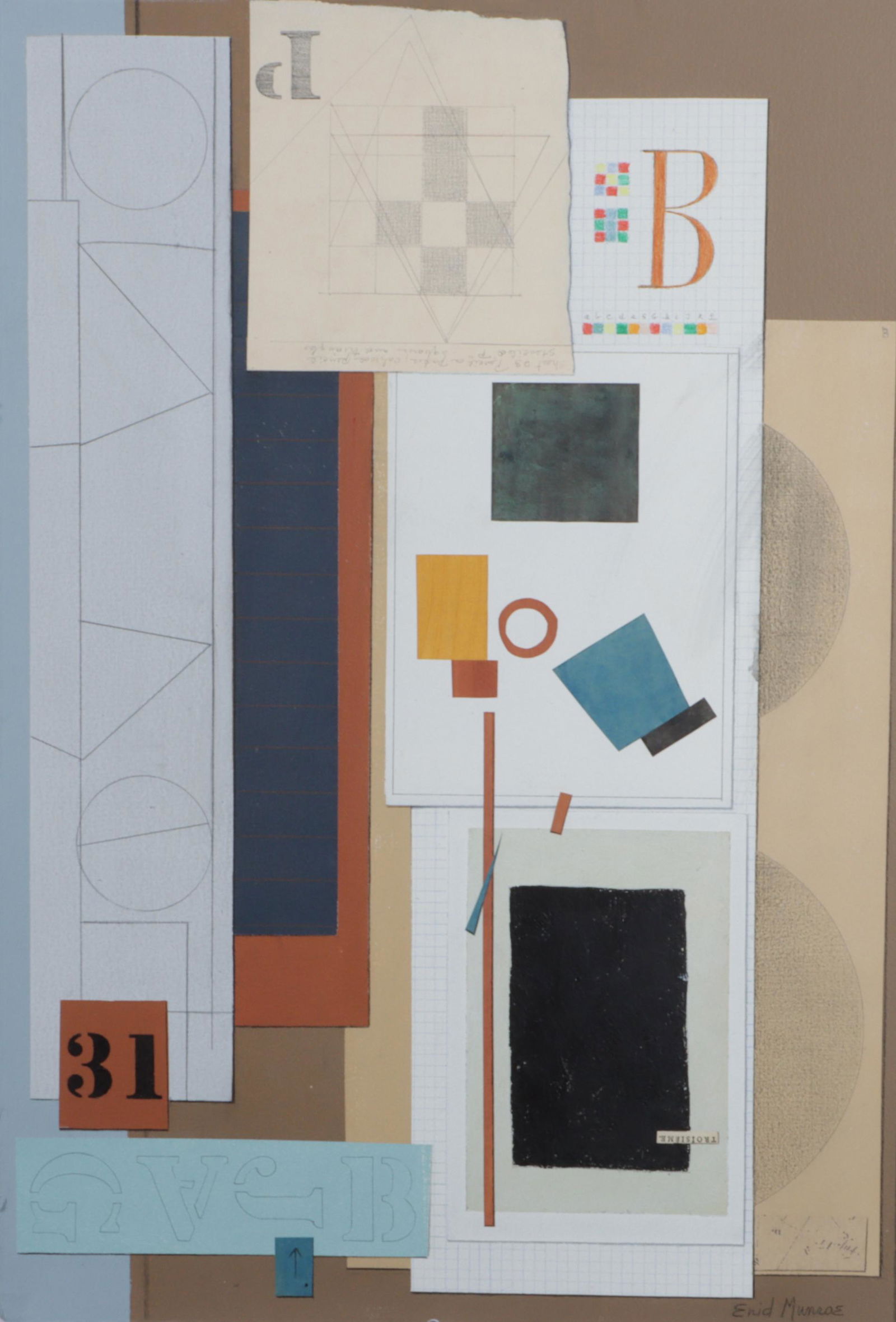 Enid Munroe, Connecticut, New York (1923 - 2020), abstract, mixed media, 31â€H x 21â€W (1 of 7)