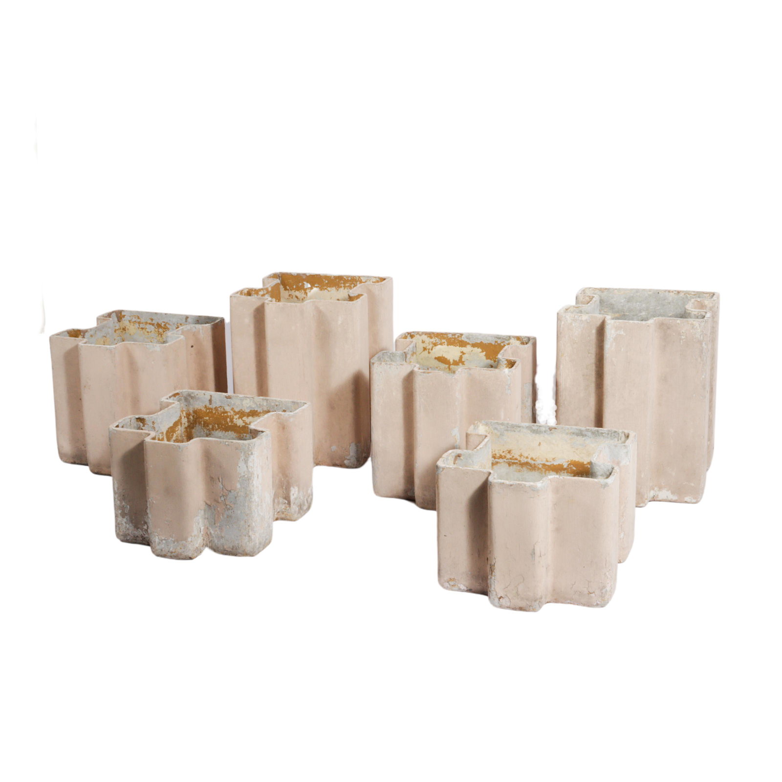 Willy Guhl, Swiss (1915-2004), puzzle planters, concrete composite, 13 1/2" x 12" x 10" (largest) (1 of 20)