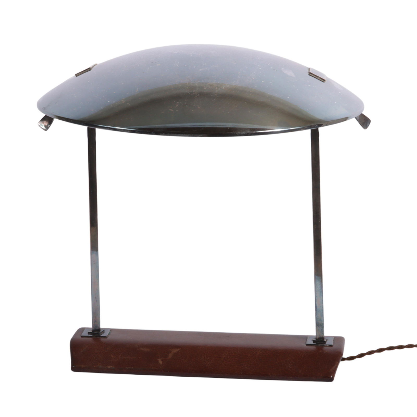 Stilnovo Milano Art Deco chrome desk lamp with leather base. 14"H x 14"Diam. (1 of 13)